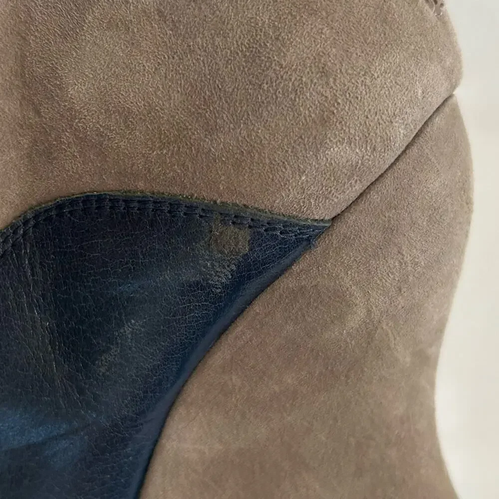 Anthropologie Lucky Penny City Spectator Wedges Taupe Navy Blue Eur 37